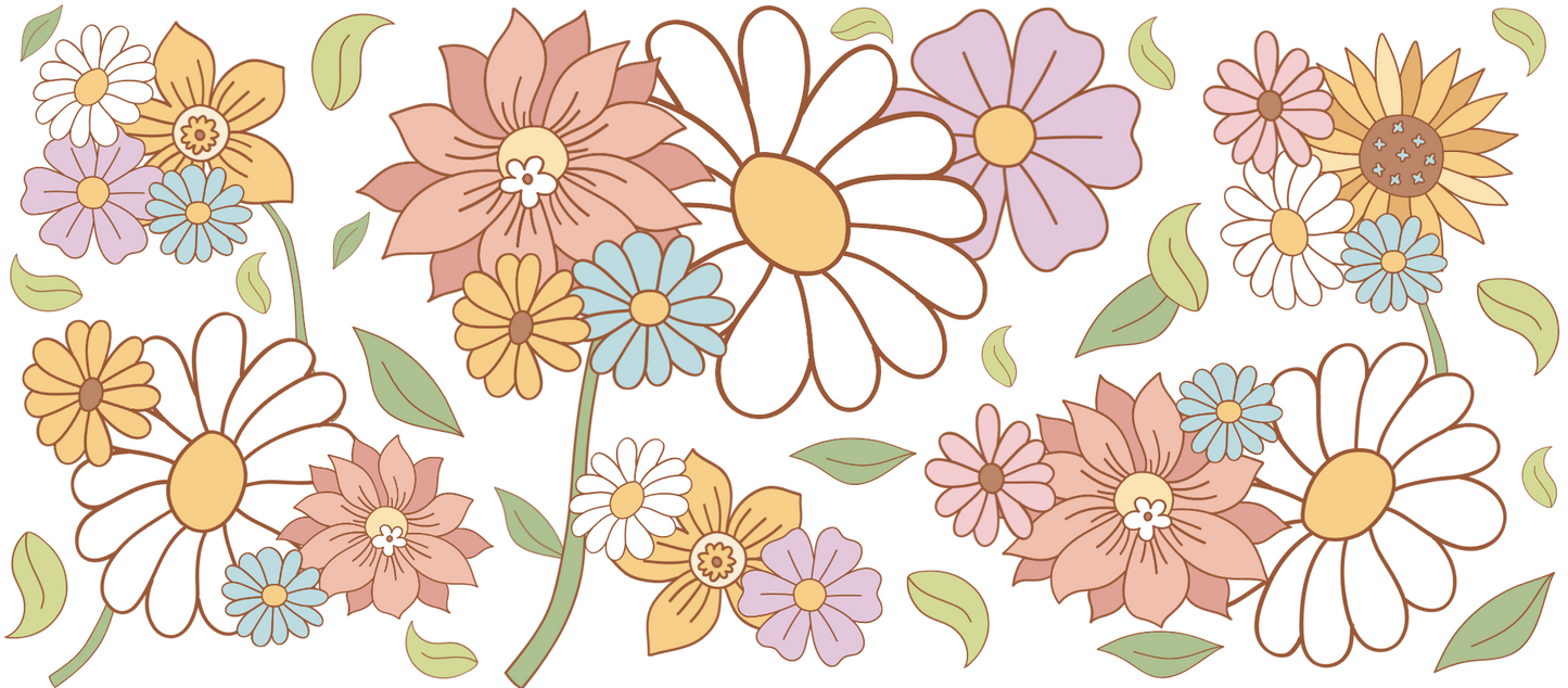 Groovy flower uv dtf cup wrap