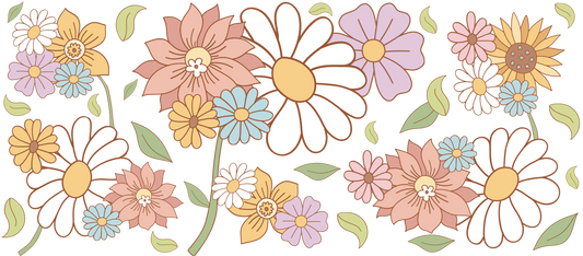 Groovy flower uv dtf cup wrap