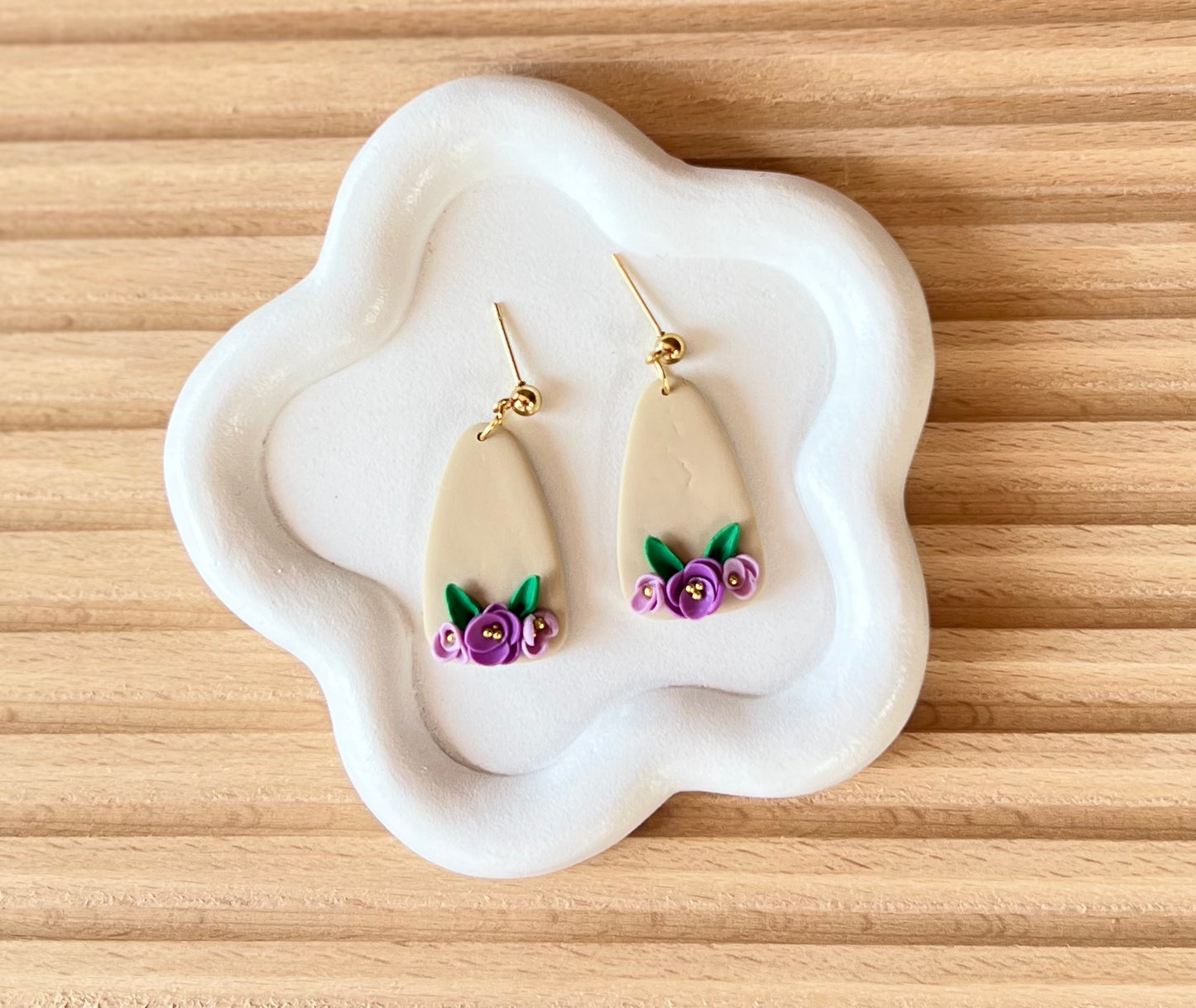 Purple flower earrings