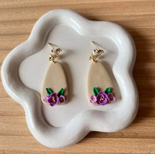 Purple flower earrings