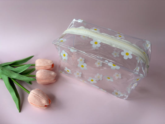 Clear with white Daisies pencil case