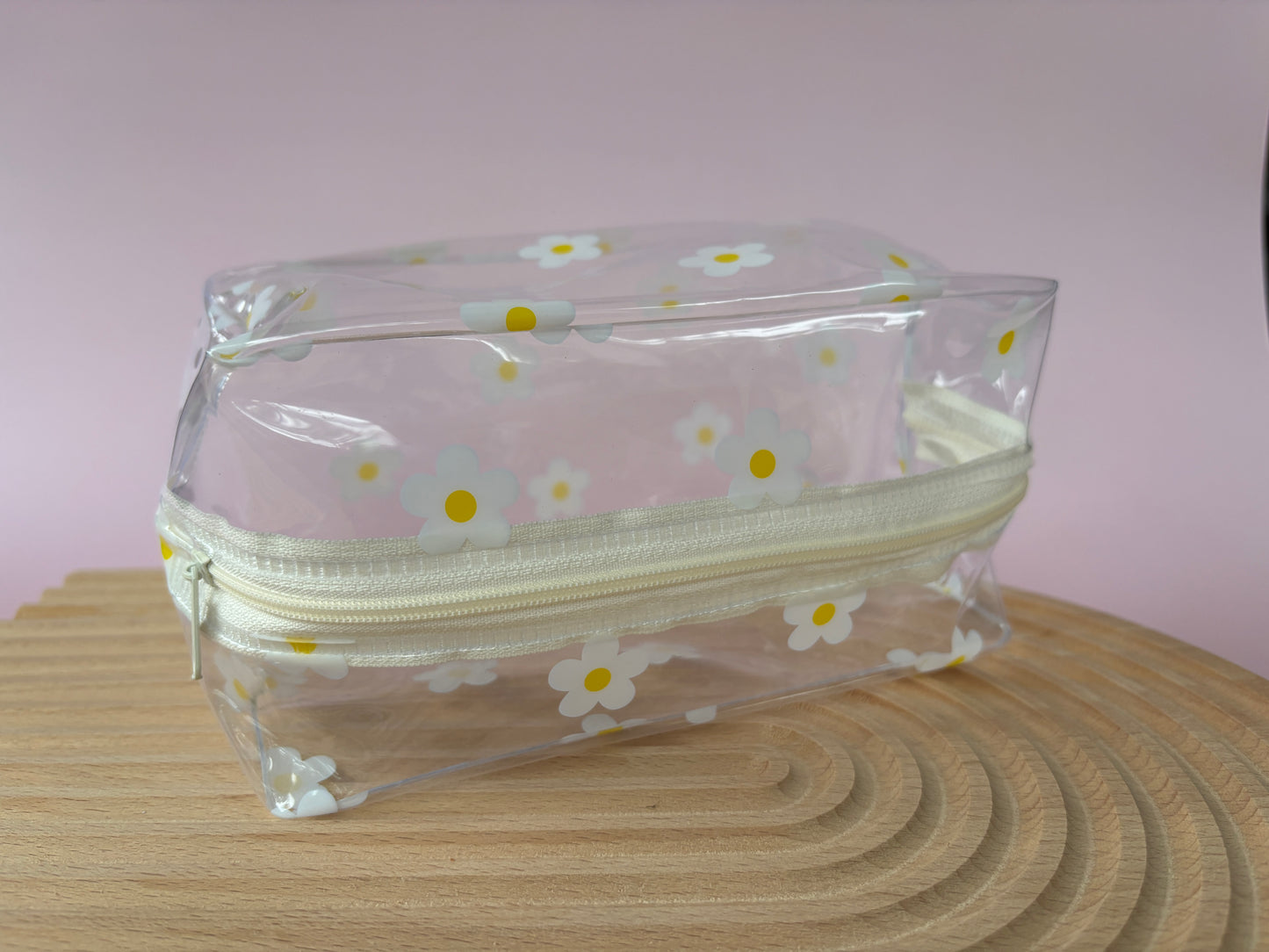 Clear with white Daisies pencil case