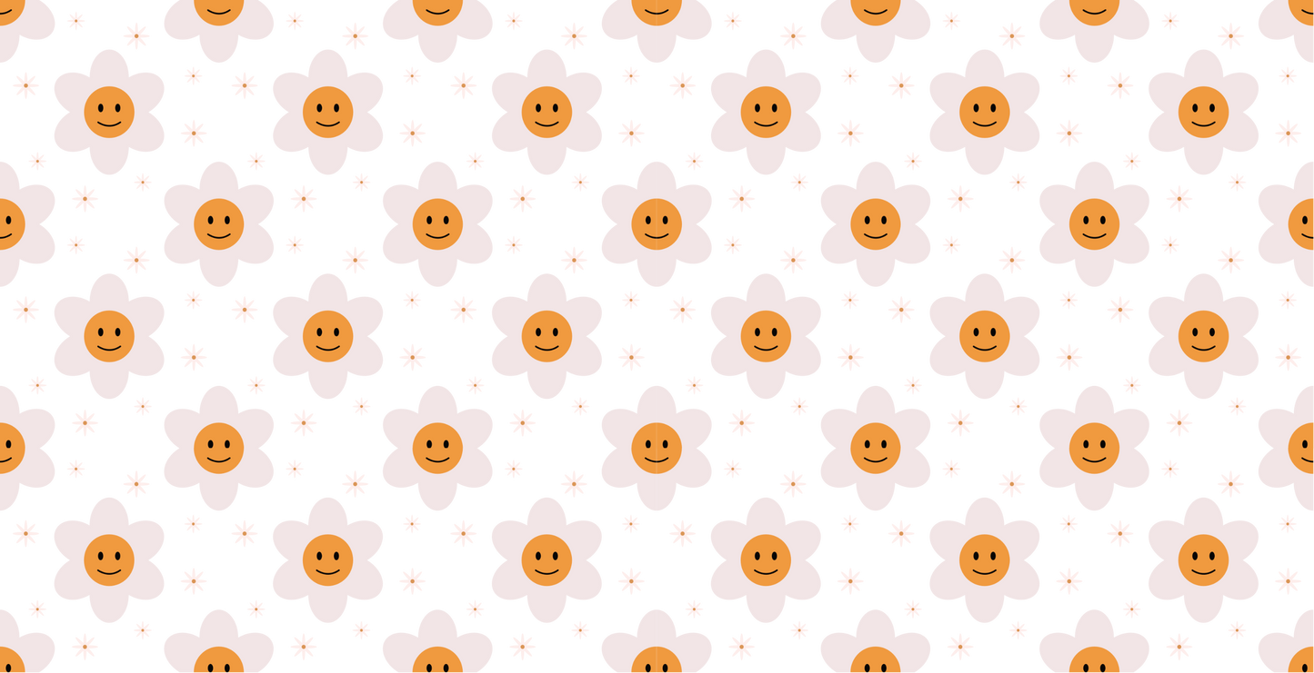Retro smiley flower uv dtf cup wrap